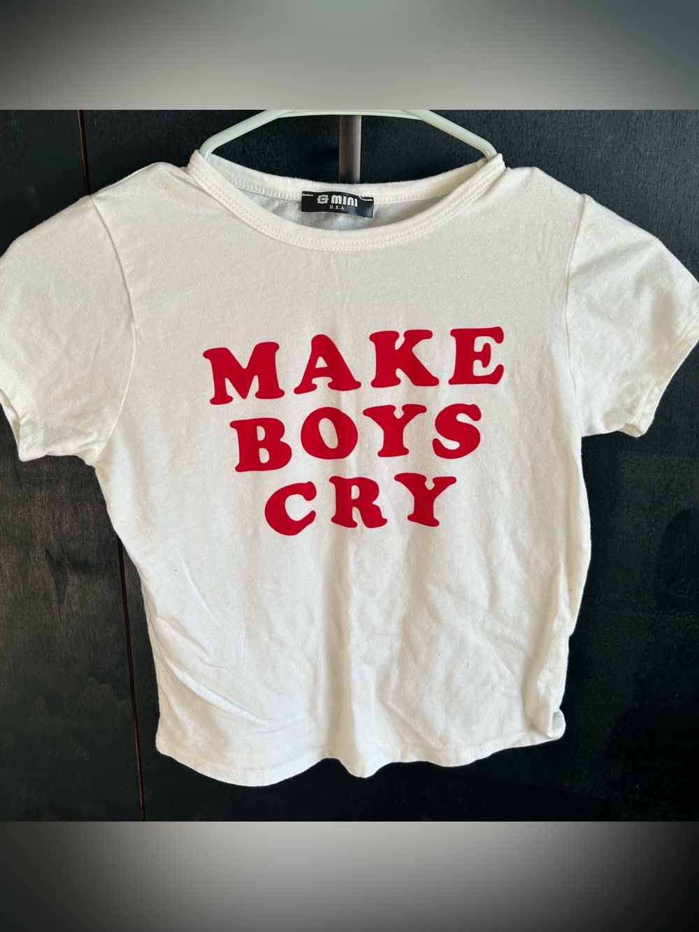 G mini Y2K baby tee XS COTTON make boys cry 2000 casual white red